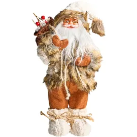Beliani Weihnachtsmann 37 cm Braun/Weiß