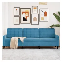 vidaXL 3-Sitzer-Sofa Blau 210 cm Samt