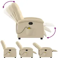 vidaXL Massagesessel Creme Stoff 93 x 101 x 93 cm Beige mit Fernbedienung
