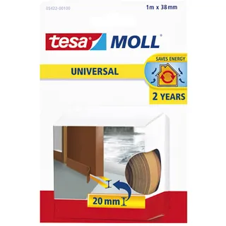 Tesa tesamoll UNIVERSAL Türboden-Schaumstoffdichtung - zur Kälte- und Wärme-Isolierung - Zimmertürdichtung zum Schutz vor Zugluft, Staub und Feuchtigkeit - 1 m x 38 mm, braun
