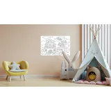 Queence Wandsticker QUEENCE "Ritterburg", weiß, B:90cm H:60cm, Vinyl, Wandtattoos, DIY-Wandsticker zum Bemalen