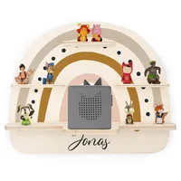 KIDSMOOD - Personalisiertes Tonie Regal für Kinderzimmer | Regenbogen Wand-Regal mit genügend Platz für Tonie-Hör-Figuren, Aussparung für Tonie-Musikbox & Kabelmanagement, Tonie Regal Mädchen & Jungen