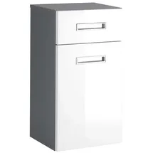 Bega BBK SP. z.o.o. sp. K. Unterschrank MANHATTAN, Weiß Hochglanz - Grau - 1 Tür - 1 Schublade