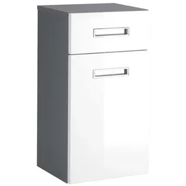Bega BBK SP. z.o.o. sp. K. Unterschrank MANHATTAN, Weiß Hochglanz - Grau - 1 Tür - 1 Schublade