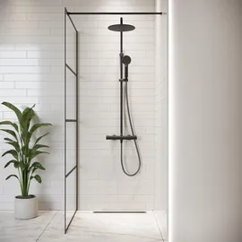 Badplaats Essos Walk-In-Dusche 90 x 200 cm Schwarz