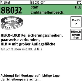 HEICO Befestigungstechnik Keilsicherungsscheibe R 88032 HLB-14 Stahl zinklamellenb. breit 100St. HEICO