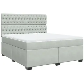 vidaXL Boxspringbett mit Matratze Hellgrau 180x200 cm Samt