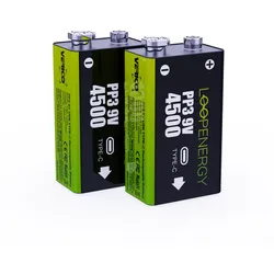 Verico LoopEnergy 2er-Pack 9V Block Akku-Batterien, Wiederaufladbar über USB-C