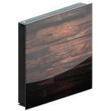 ALLboards Schlüsselkasten Schlüsselbox Dunkles Holz Glas Glasboard Magnettafel Memoboard - 30x30x4,7cm,50 Haken, Neodym-Magnete Schlüsselschrank