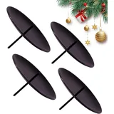 Adventskranz Kerzenhalter 8 cm / 10 cm Schwarz, Adventskerzenhalter Metall, Kerzenleuchter 4 Stück, für Adventskranz Weihnachten, Kerzenteller mit Dorn (10 cm)