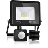 Blivrig LED Strahler mit Bewegungsmelder Außen 20W Kaltweiss, Fluter mit Bewegungssensor, Superhell 2000LM Aussenstrahler, IP66 Wasserdicht Scheinwerfer, für Garten, Garage (Kaltes Weiß, 20W)