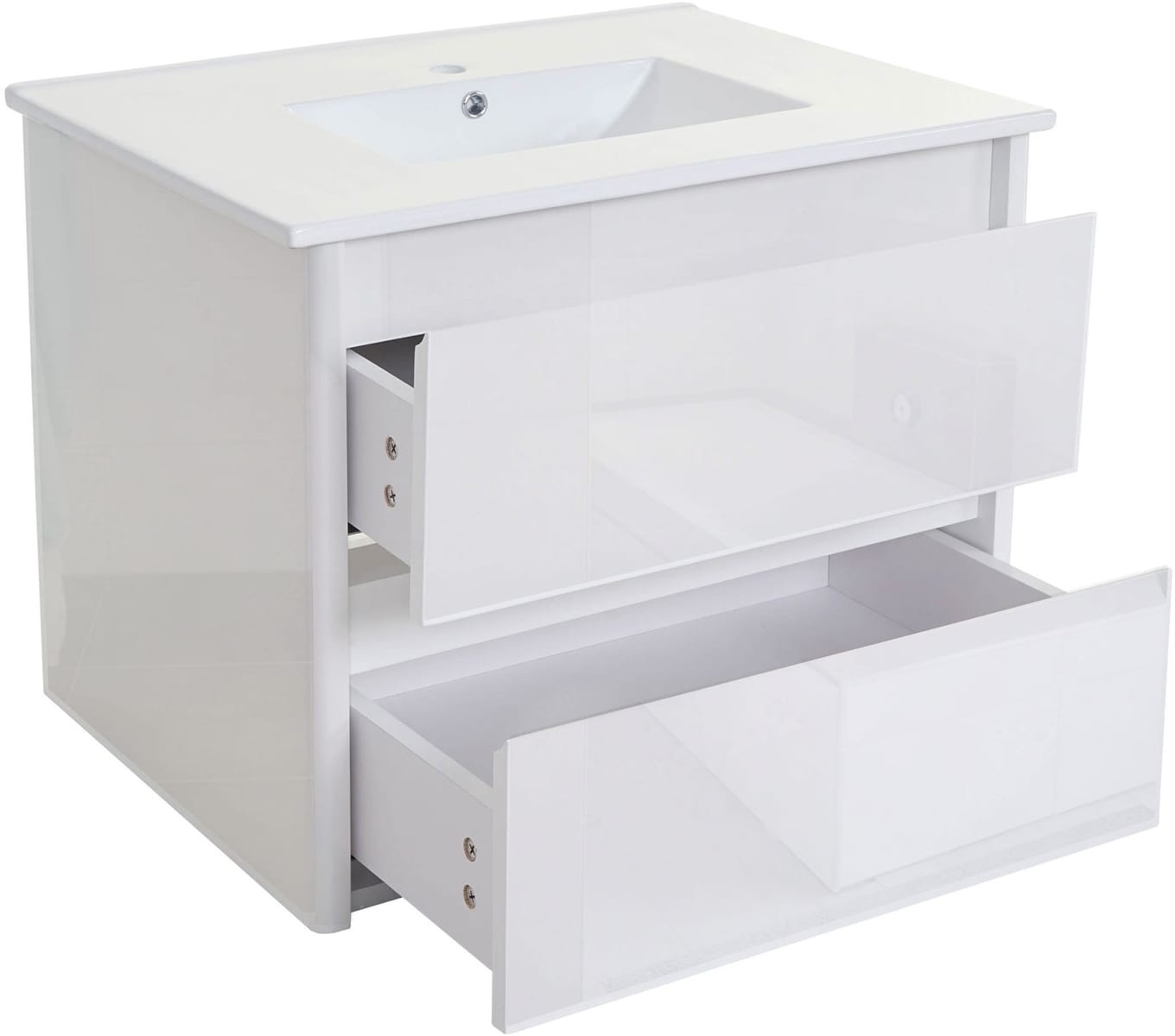 Waschbecken + Unterschrank MCW-B19, Waschbecken Waschtisch Badezimmer, hochglanz 50x80cm ~ weiß
