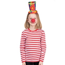 Metamorph Kostüm Clownskostüm für Kinder mit rotem Ringelshirt, Clo, Lustiges, unkompliziertes Clownskostüm für Mädchen und Jungen! rot 164