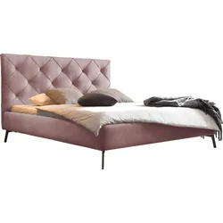 Polsterbett 3C CANDY "Beatris in 4 Breiten bis 200cm, Samtoptik", rosa (altrosa), L:215cm, Samtoptik (100% Polyester), Betten, mit Rückensteppung, belastbar bis 260kg, auch in Überlänge 220 cm