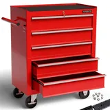 Arebos Werkstattwagen Werkzeugwagen Rollwagen Werkzeugkiste Toolbox 5 Fächer