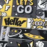 MAGAM-Stoffe Stoff "Yes You Can", Comic Kinder Baumwollstoff ÖKO-TEX Meterware ab 50cm grau