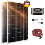 Rhein Beleuchtung Solarmodul 600W 12V Solaranlage Komplettset mit Solarpanel - Monokristallin, 600 W, Monokristalli, (Solarmodule für Garten/Haus/Camping - Einfache Montage), IP65 + MPPT Regler - Ideal für Wohnmobil Komplettset