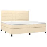 vidaXL Boxspringbett mit Matratze Creme 200x200 cm Stoff