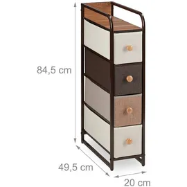 Relaxdays Schubladenschrank 84,5 x 20 x 49,5 cm Braun