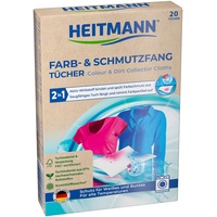 Heitmann Farb- und Schmutzfangtücher, zweifach aktiver Wäscheschutz vor Verfärbungen und Vergrauungen, FSC-zertifiziert, ohne Kunststofffasern, 1x20 Stück