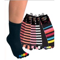 Circle Five Zehensocken für Damen und Teenager Farbe Schwarz mit bunten Zehen