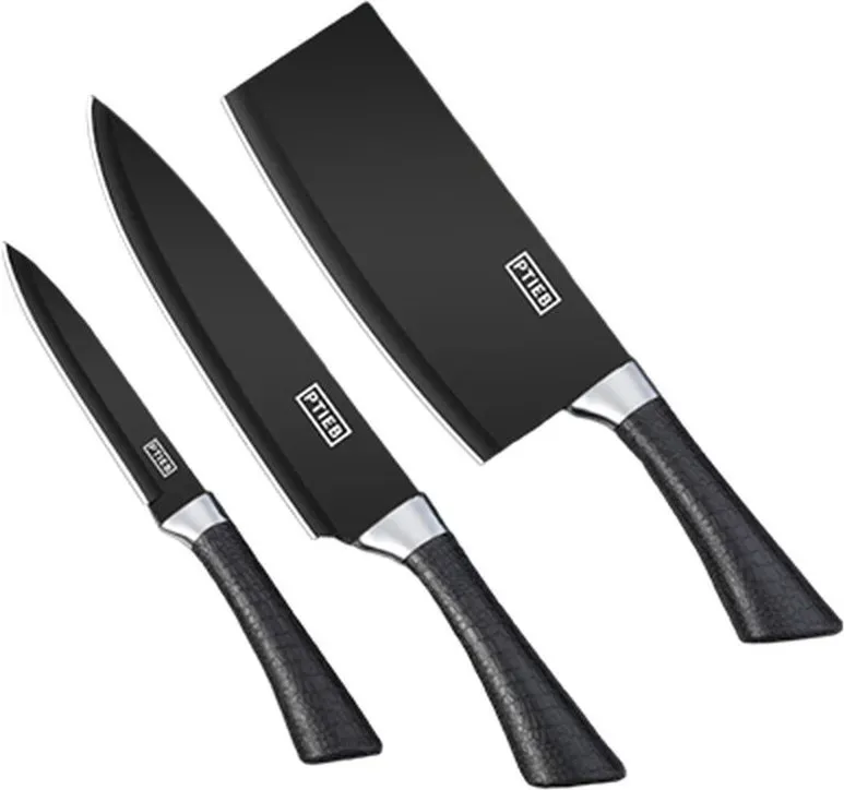 Plys dreiteiliges Küchenmesserset (Obstmesser + Kochmesser + Tranchiermesser) kostenloses Messerset Komplettset