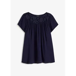 bonprix Bluse mit Spitze, blau, 38
