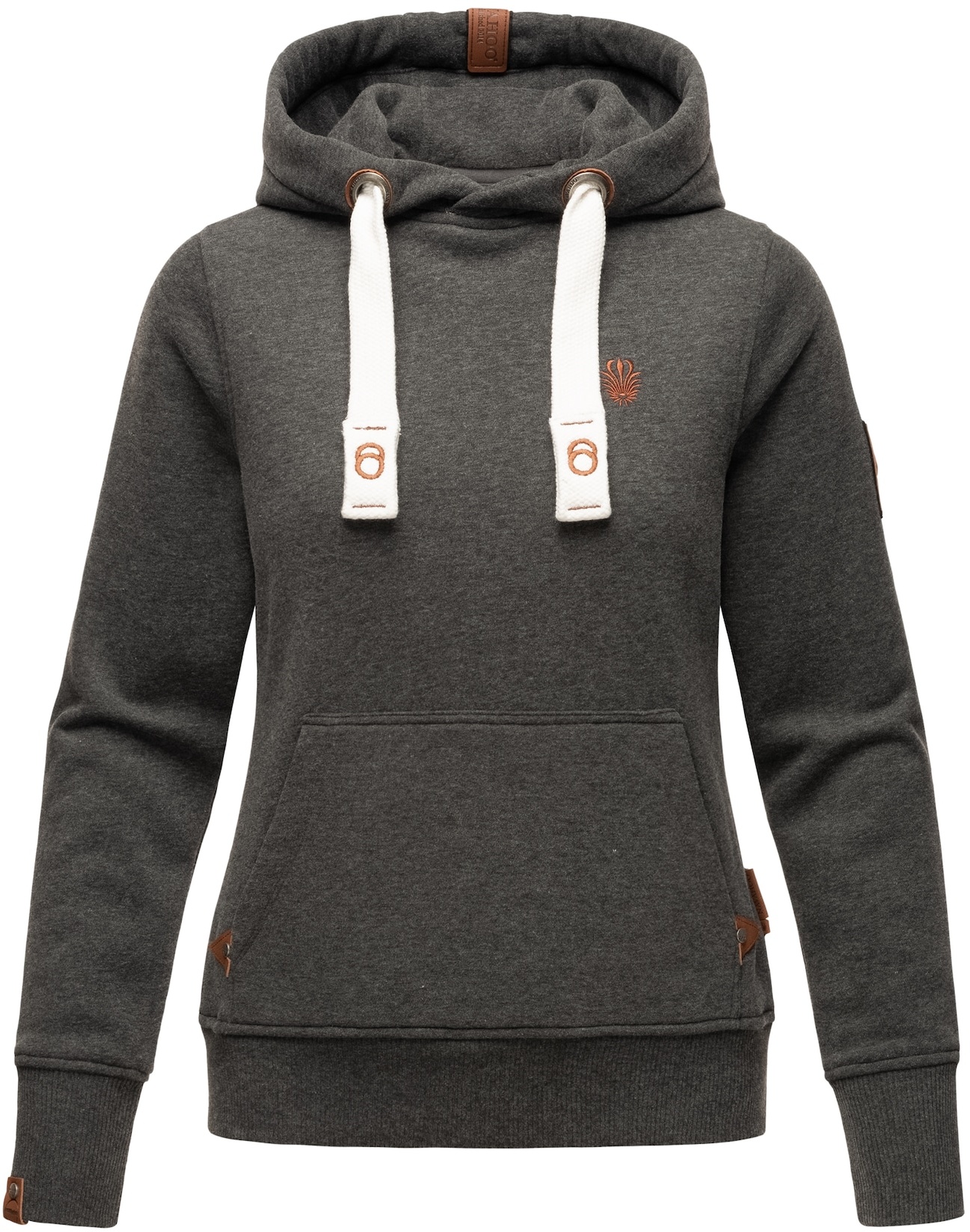 NAVAHOO Damen Kapuzensweatshirt Hoodie mit Kapuze & Breiten Tunnelzugkordeln Damlaa