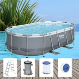 Bestway Power Steel Swimming Frame Pool Schwimmbad Schwimmbecken Gartenpool