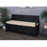 Mendler Poly-Rattan 3er Sitzbank HWC-F39, Gartenbank Truhenbank, Staufach Aufbewahrung
