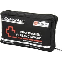 Leina-Werke 11030 KFZ-Verbandtasche Compact mit Warnweste und Klett, Schwarz/Weiß/Rot