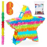 relaxdays Papierdekoration 4-tlg. Pinata Set Stern blau|gelb|orange