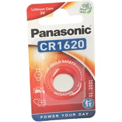 Panasonic Batterie Lithium, Knopfzelle, CR1620, 3V Electronics, Lithium Power, Retail Blister (1-Pack)