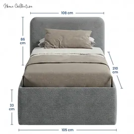 home collective Polsterbett 100 x 200 cm Grau