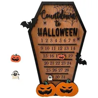 Halloween-countdown-kalender Aus Holz, Adventssarg, Kürbis, Zahl, Lustig, 2023