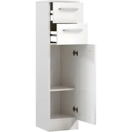 Saphir Unterschrank SAPHIR "Quickset 335 Badschrank, 1 Tür, 2 Schubladen, 30 cm breit", weiß, B:30cm H:119cm T:33cm, Holzwerkstoff, Schränke, Unterschrank, Badezimmer-Unterschrank, Weiß Glanz, Griffe in Chrom Glanz