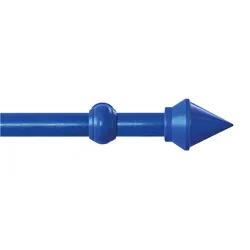 Gardinenstange GARESA "SEMARA", blau, L:110cm Ø:28mm, Kunststoff, Holz, Gardinenstangen, Vorhanggarnitur, Kunststoff, verlängerbar, mit Ringe/2 Lauf Gleiter