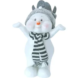 Glitzer Figur Schneemann stehend mit M ̧tze & Schal Jubelnd