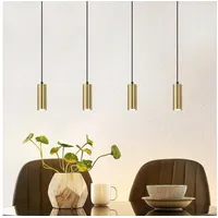 Nettlife Pendelleuchte Pendelleuchte 4 Flammig Holz Esstisch, Höhenverstellbar, LED wechselbar, für Esstisch Küche Wohnzimmer goldfarben