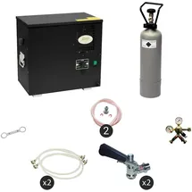 ich-zapfe Komplett Set Zapfanlage, Bierzapfanlage AS-40, 2-leitig, Durchlaufkühler, Nasskühler - Untertheke, Green Line, Zapfkopf 2:Dreikant,Zapfkopf:NC Adapter