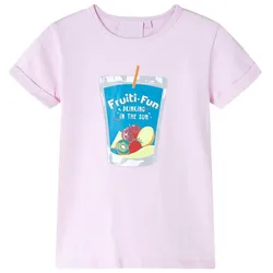 Kinder-T-Shirt Zartrosa 104 – Weich & mit fruchtigem Print - 104