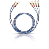 Oehlbach Bi-Tech 4 L 300 - Lautsprecherkabel-Set Bi-Wiring versilbert 2x2,5/2x4,0 mm2 mit Kabelschuh-Verbinder - 2 x 3 m - blau/Kupfer