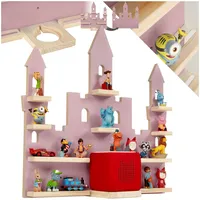 tectake® Holz Regal mit Magnetstreifen für Wand Montage, Tonieregal, Wandregal für's Kinderzimmer, Aufbewahrung Musikbox, für Tonies Tonie Hörfiguren und Toniebox - pink