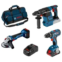Bosch Professional 0615990M3C Akkugeräte, Akkumaschinen, Profi Set GSR GWS GBH 1xAkku 8Ah 1x Akku4 Ah in Tasche