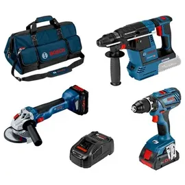 Bosch Professional 0615990M3C Akkugeräte, Akkumaschinen, Profi Set GSR GWS GBH 1xAkku 8Ah 1x Akku4 Ah in Tasche
