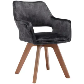 byLIVING Esszimmerstuhl KLARA 2-er Set, Samt anthrazit, Gestell Eiche-Optik