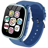 Smartwatch Kinder - Uhr Kinder Smartwatch mit Telefon Schrittzähler Spiele Musik Kamera Wecker Taschenlampe - Smart Watch Kids Kinderuhr Digital für Jungen Mädchen 3-12 Jahren Geschenk (Dunkelblau)