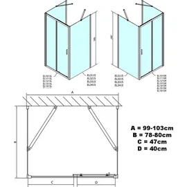 Polysan EASY LINE U-Kabine links 100 x 80 cm 3215-SET