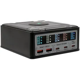 Exsys EX-1107 Multiport High Power Charger mit QI 15W und USB-C PD mit max. 260W