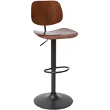 miliboo Barhocker höhenverstellbar aus Walnussholz mit schwarzem Metall TOBIAS